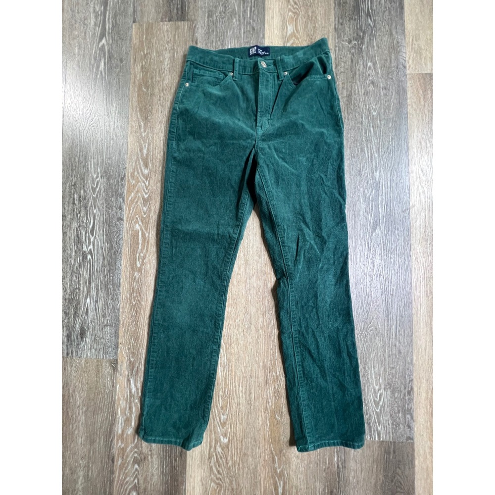 GAP Corduroy Pants Womens 6/28R Green High Rise Vintage Slim Fit